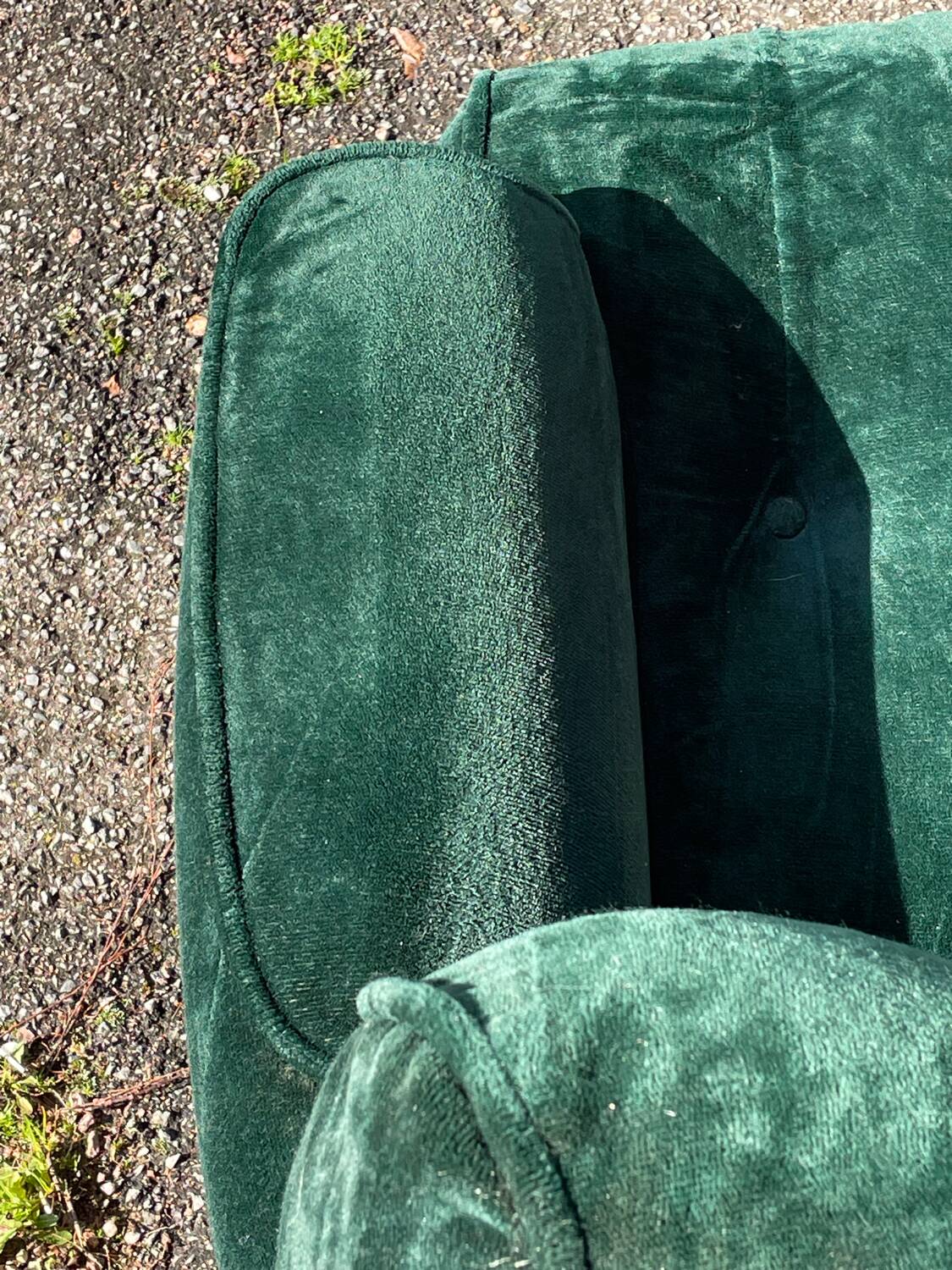 Green velvet armchair "spage age" by Beka, 1970