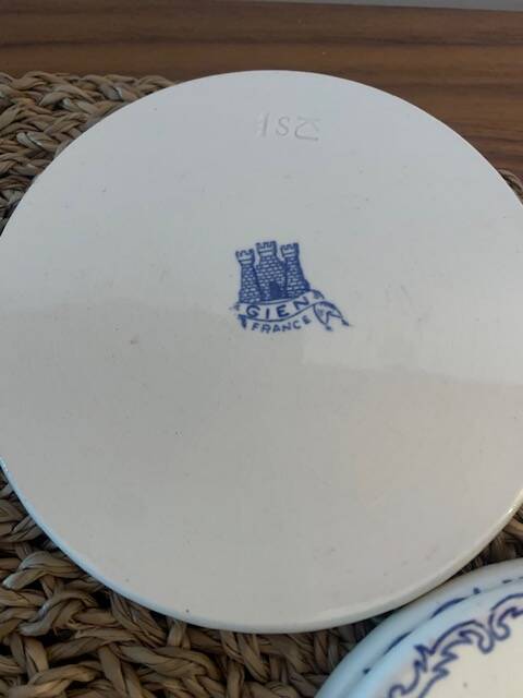 4 Rouen 1932 model bottle coasters in earthenware