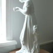 Nicolas Lecorney – Girl picking a daisy, biscuit porcelain, late 19th c.