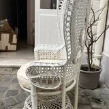 Emmanuelle armchair in white lacquered rattan
