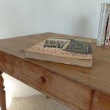 Old solid wood console - turned legs - drawer in chic country style