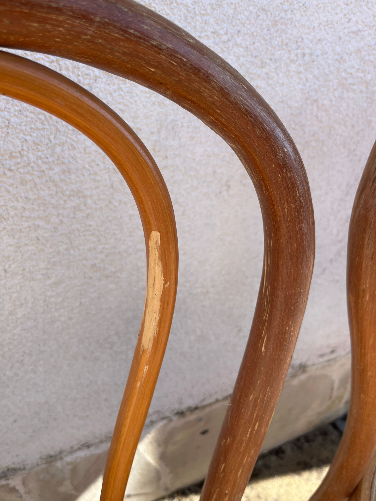 Set of 4 bentwood bistro chairs with caning.