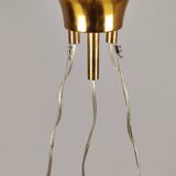 Teak, brass and glass pendant light, Denmark, 1970s