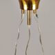 Teak, brass and glass pendant light, Denmark, 1970s