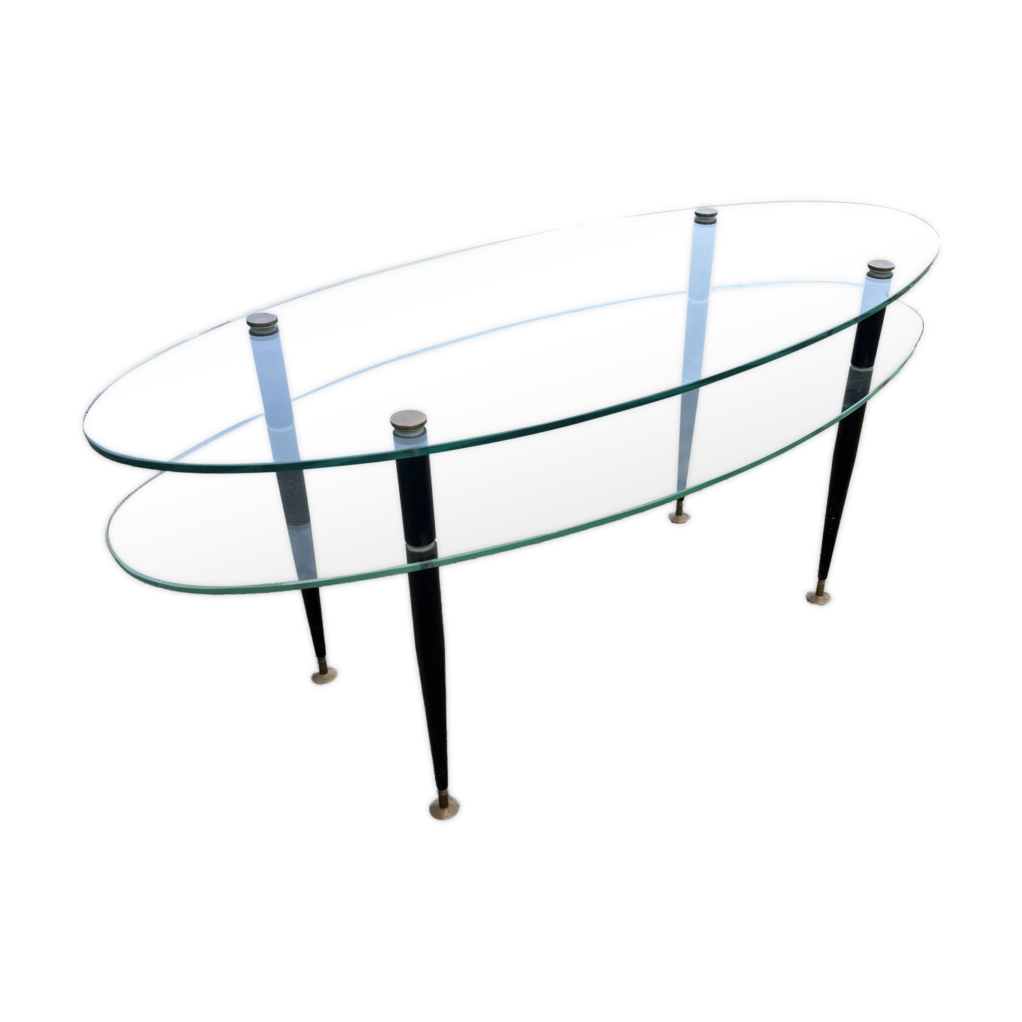 Vintage glass and brass coffee table – Edoardo Paoli style – 1950s/60s