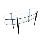 Vintage glass and brass coffee table – Edoardo Paoli style – 1950s/60s