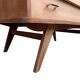 Renovated vintage commode from the 1960s in oak with slanted profile and tapered legs.
