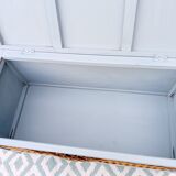 Wooden and rattan chest