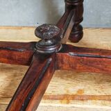 Tabouret ancien en bois massif tourné et sculpté