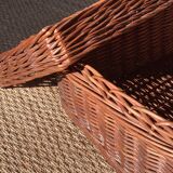 Malle en osier ancienne tressée vintage