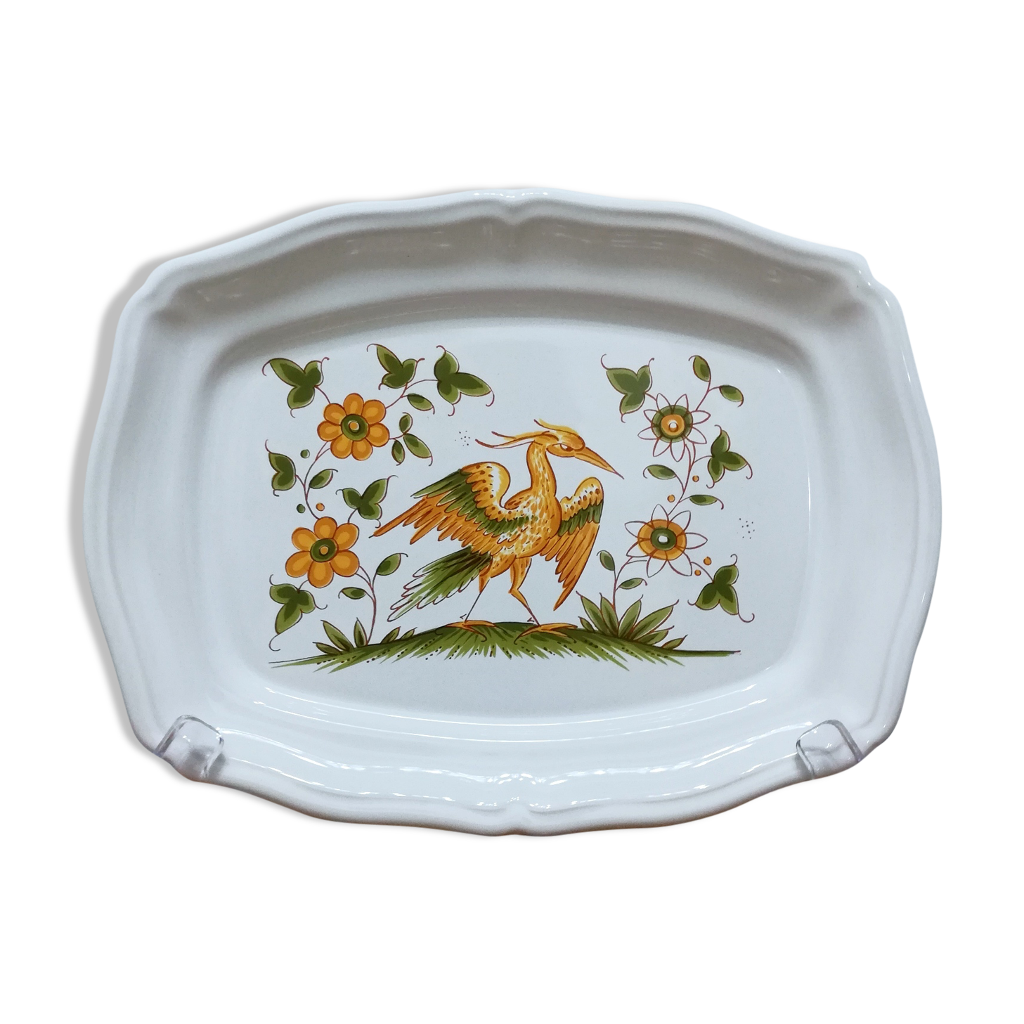 Earthenware dish signed Moustiers