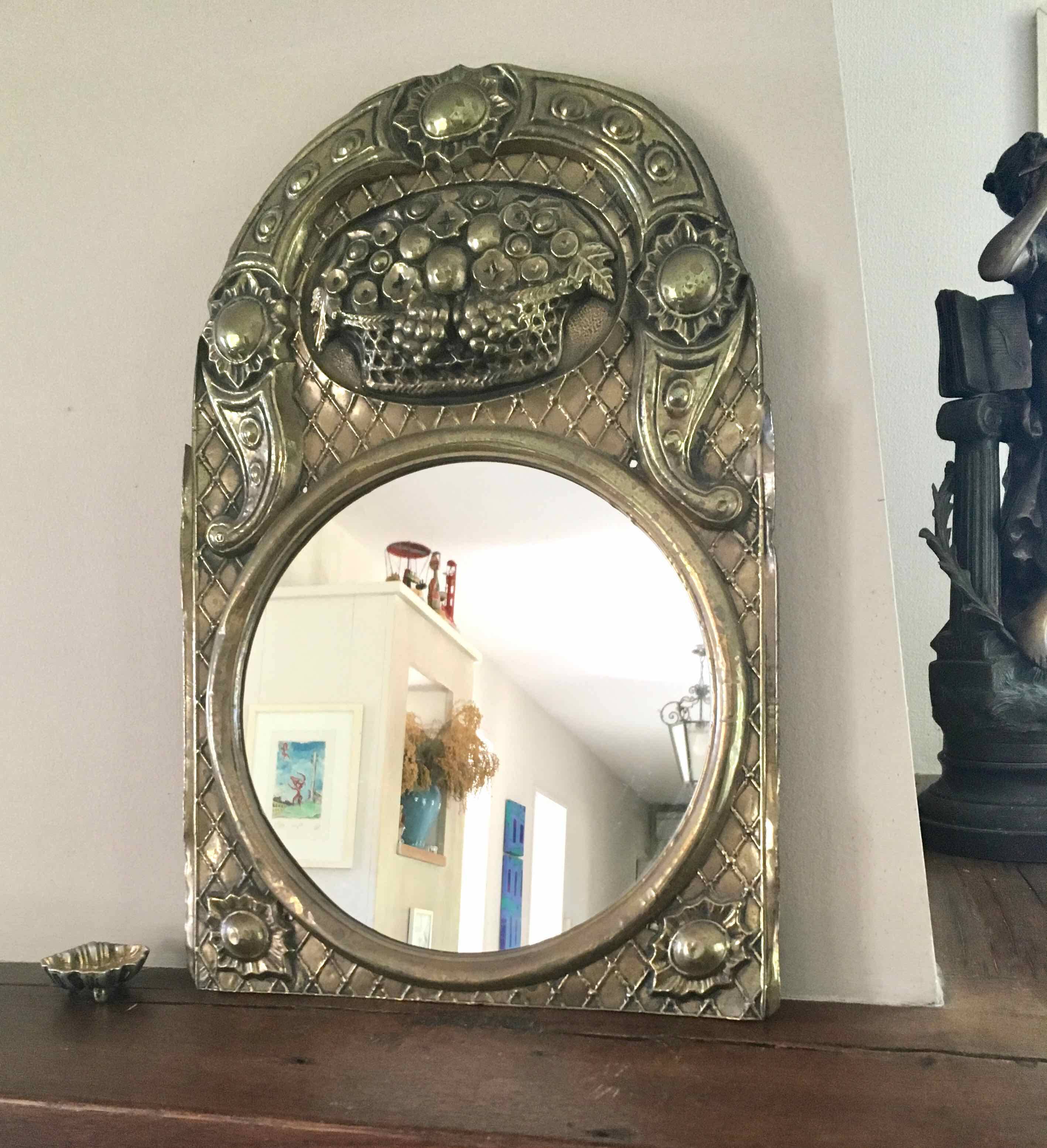 Vintage brass frame mirror