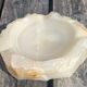 Vintage Brutalist Design Onyx Stone Ashtray Ochre Beige Shade