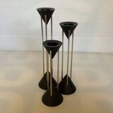 Trio of vintage black candlesticks