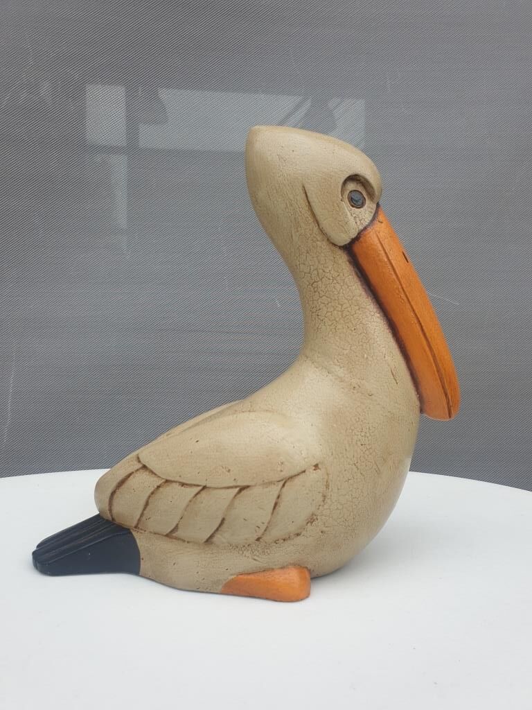Pélican bois peint