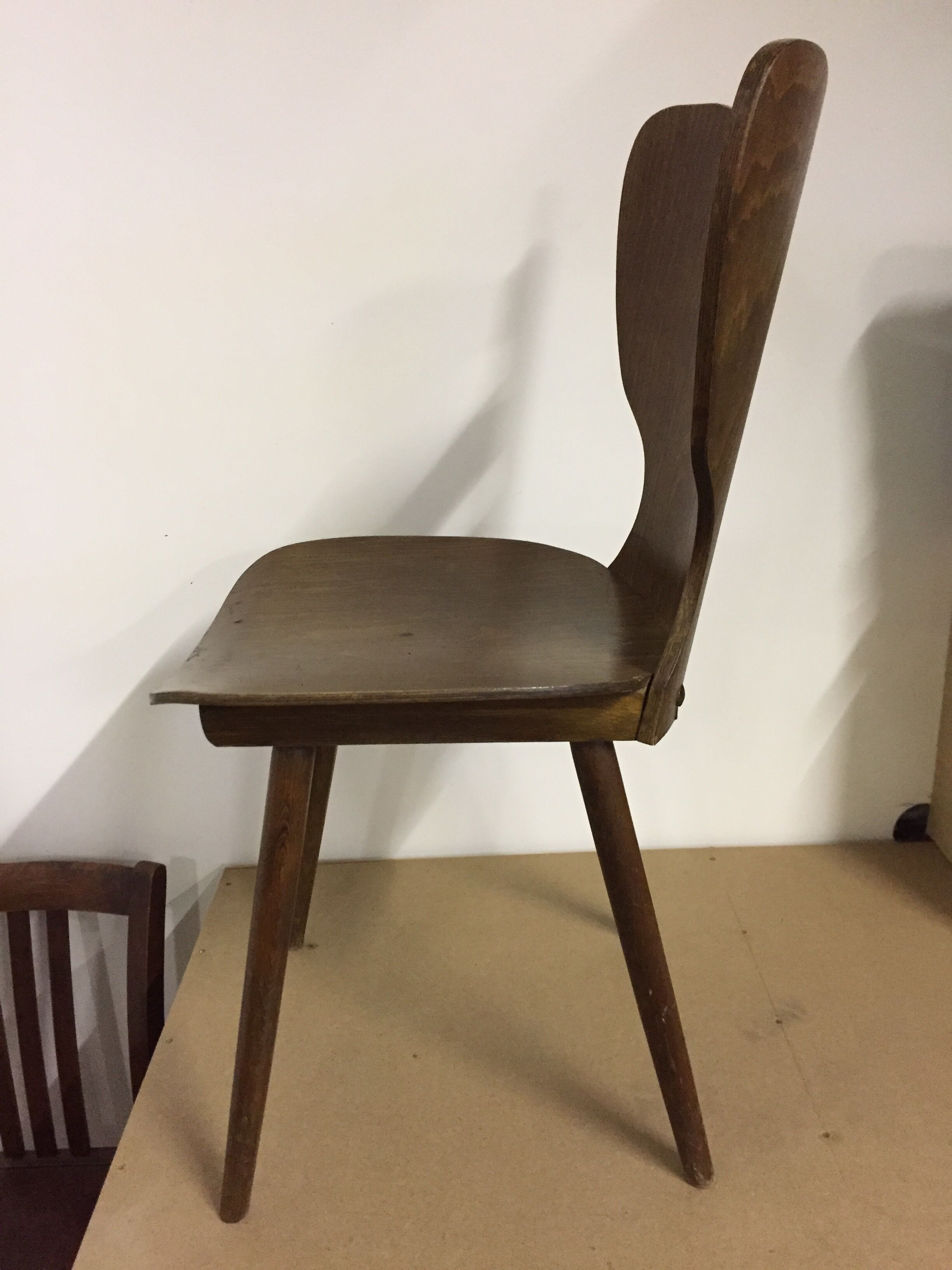 Chaise bistrot Baumann en hêtre années 50