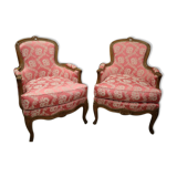 Pair of Louis XV satin-style shepherdesses