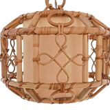1960s Hand-Crafted Mid-Century Bamboo and Rattan Pendant Lamp, France