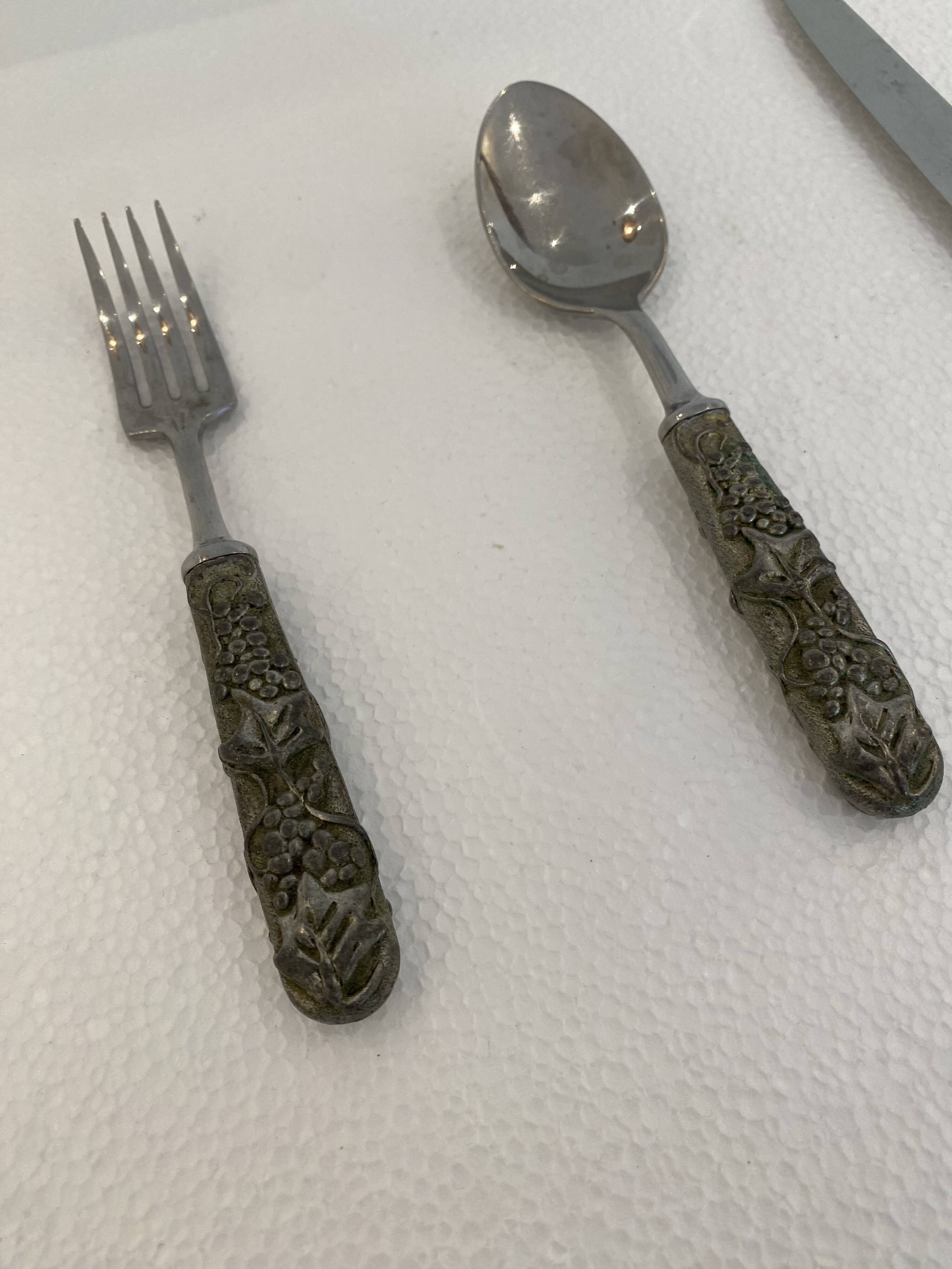 Stainless Steel Set of Knife Fork and Spoon Edwin Blyde & Co, 1950s