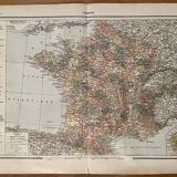 Lithograph map of france from 1922 (large format)