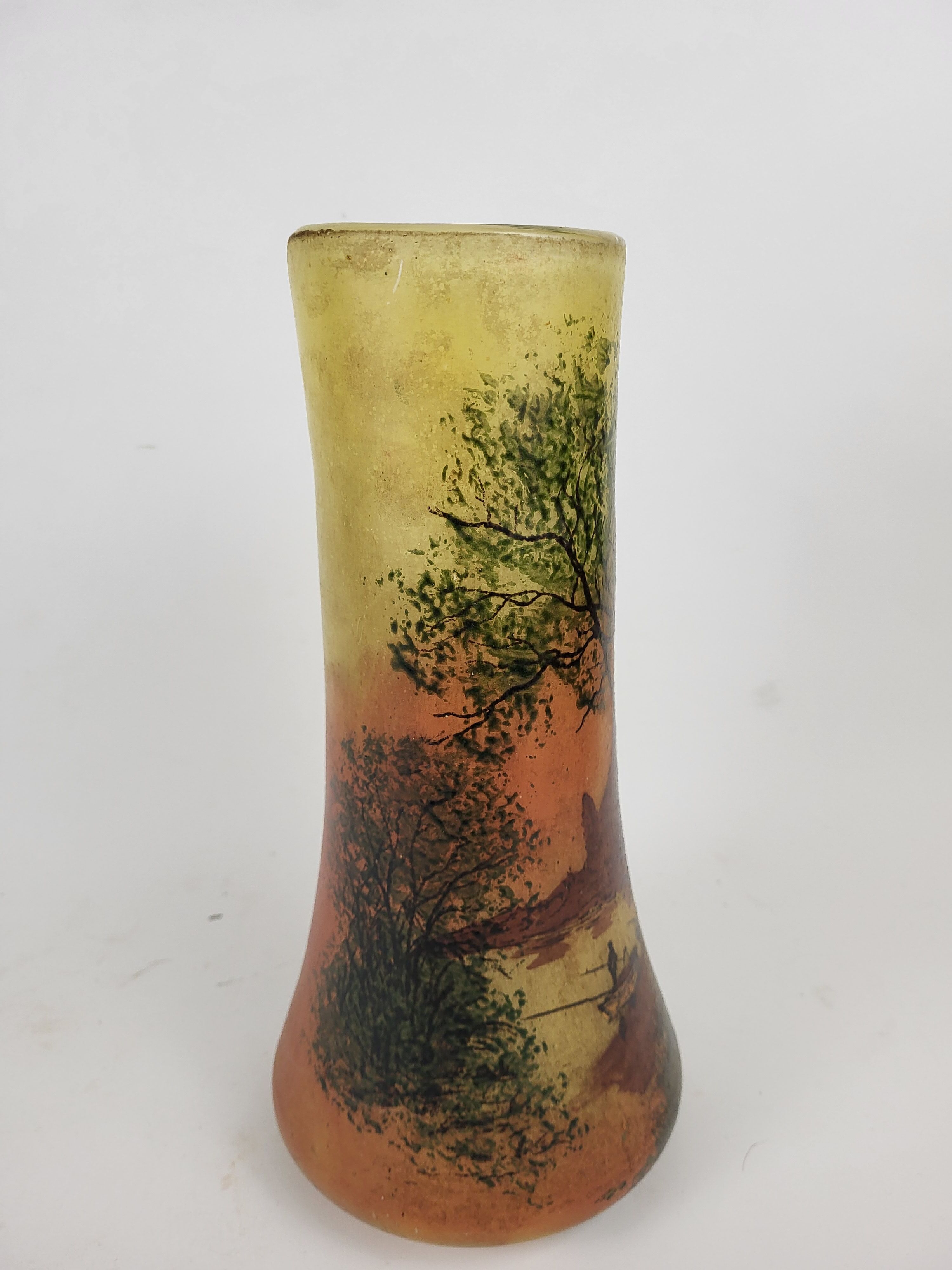 Enamelled glass vase Francois Theodore Legras