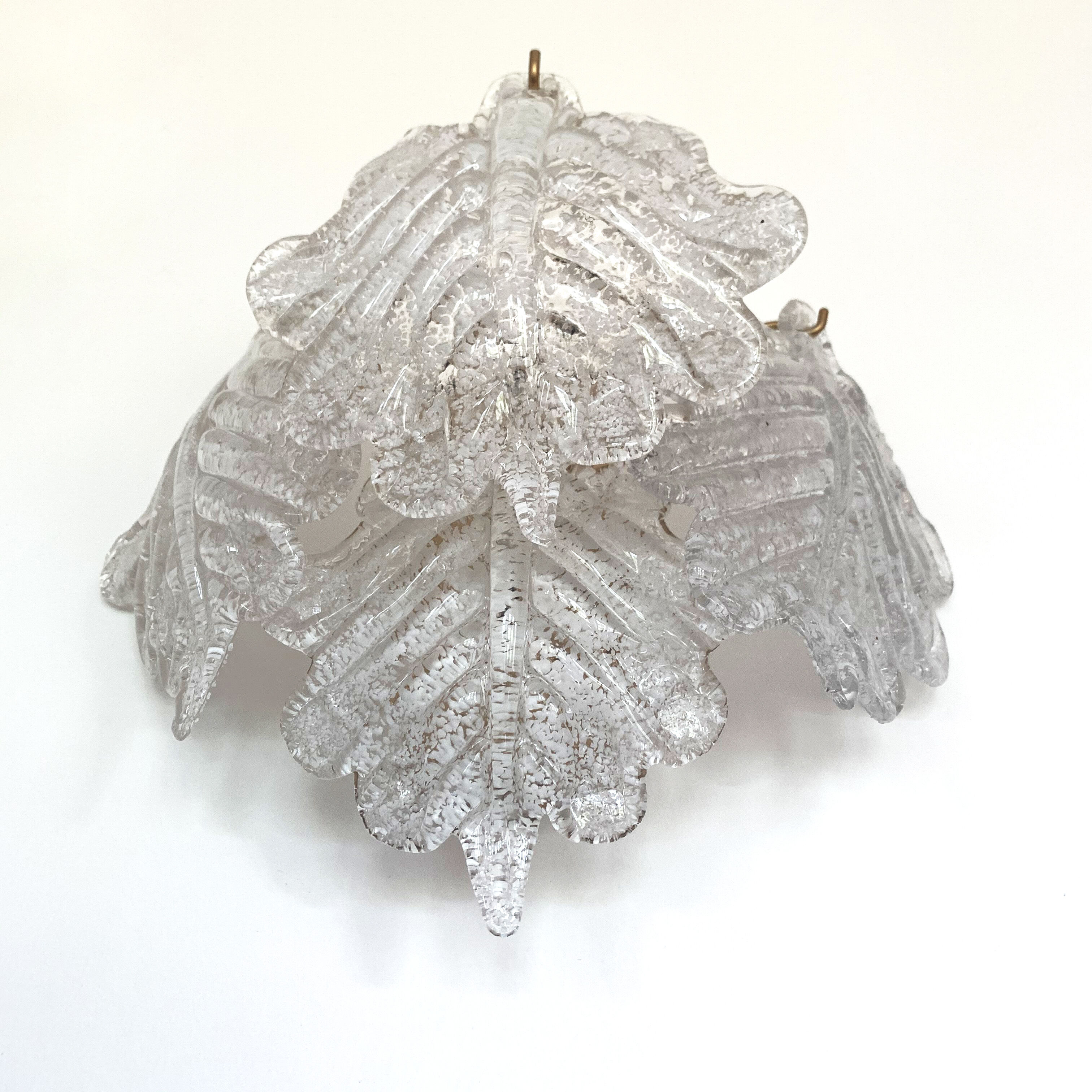 Paire d'appliques en feuilles de verre de Murano