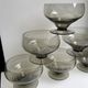 Set of 6 art deco design champagne glasses in smoked glass 30s-40s