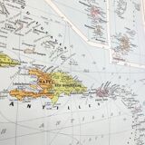 Carte les Antilles mer des Caraïbes archipel vintage de 1950