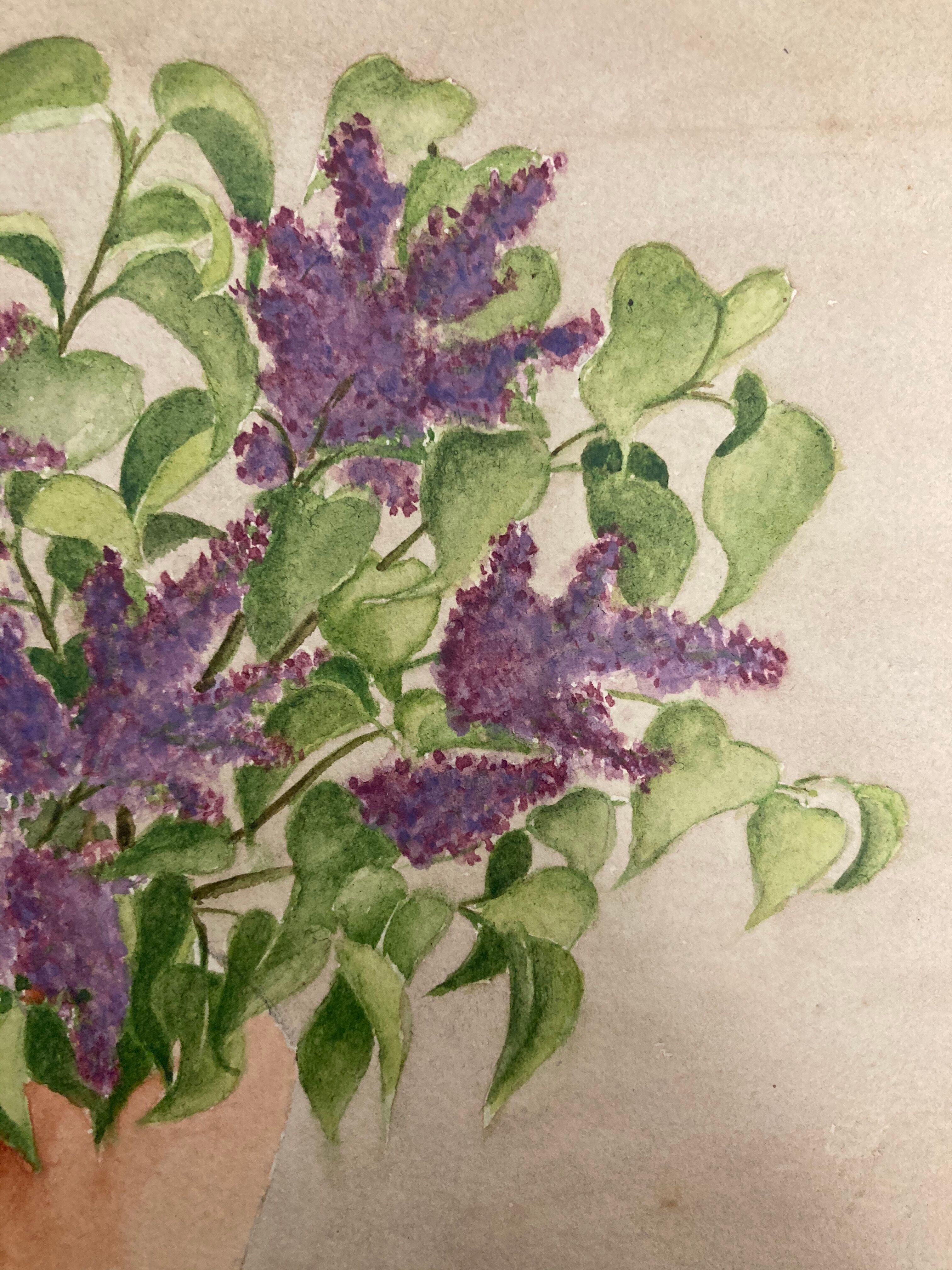 Watercolor bouquet lilac vintage