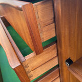 Low teak buffet enfilade, vintage Scandinavian style.