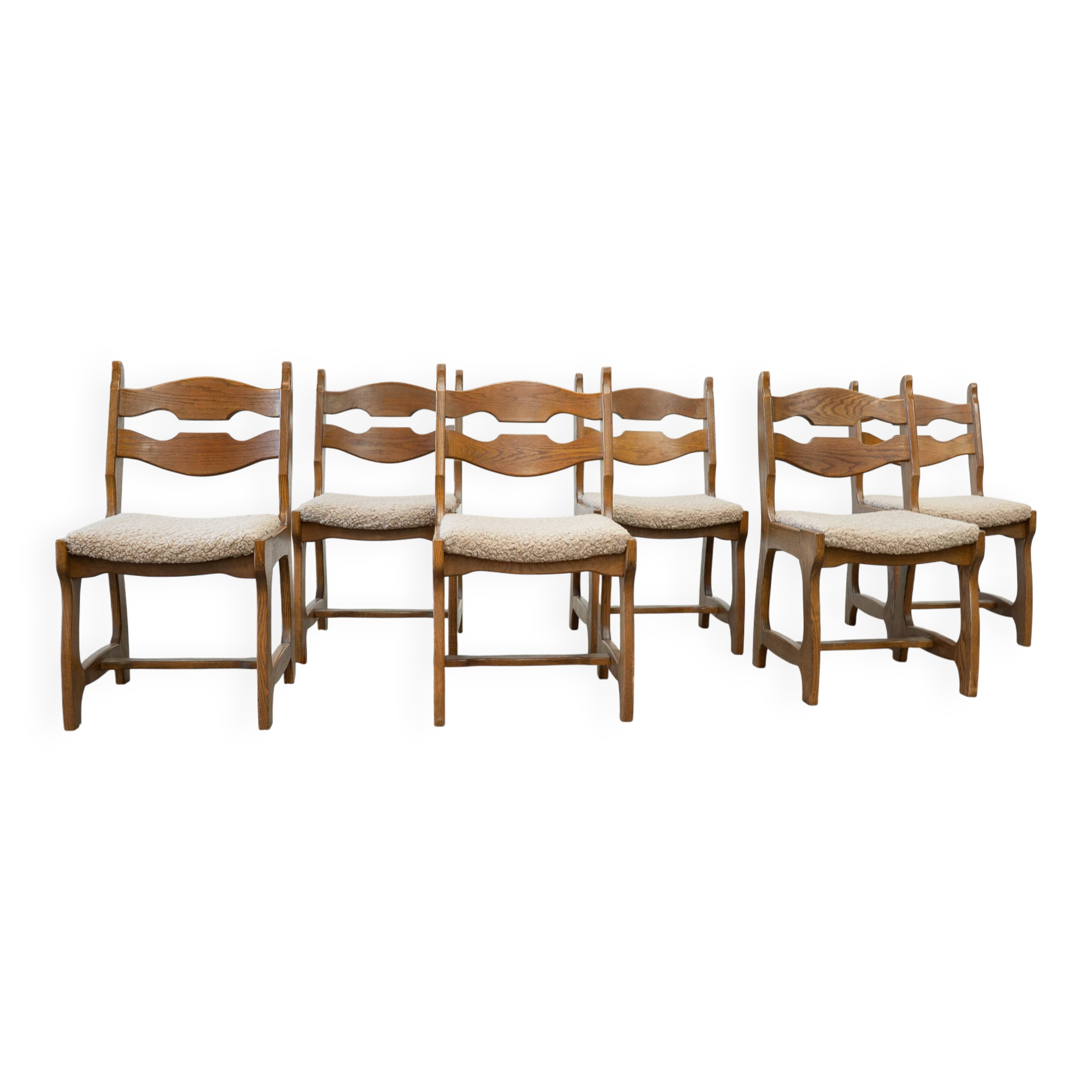 Set of six brutalist razorback dining chairs
