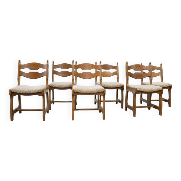 Ensemble de six chaises de salle à manger brutalistes Razorback