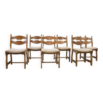 Set of six brutalist razorback dining chairs