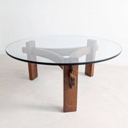 Table basse brutaliste en palissandre, années 1970