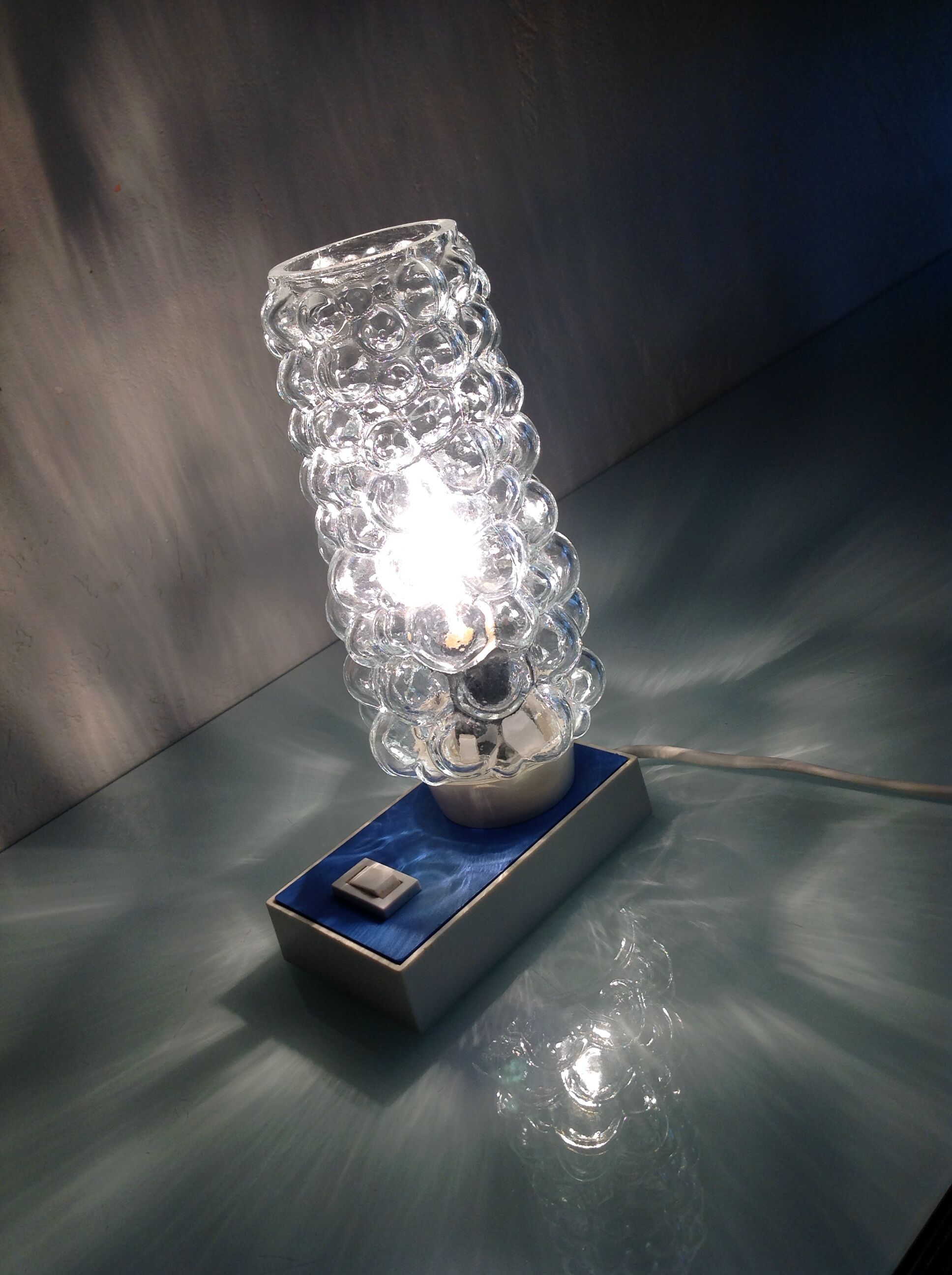 Bubbled glass bedside lamp by Helena Tynell 60/70