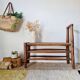 Turned wooden bench and straw - 1950s
