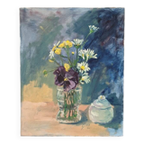 Acrylic on canvas contemporary painting bohemian countryside still life