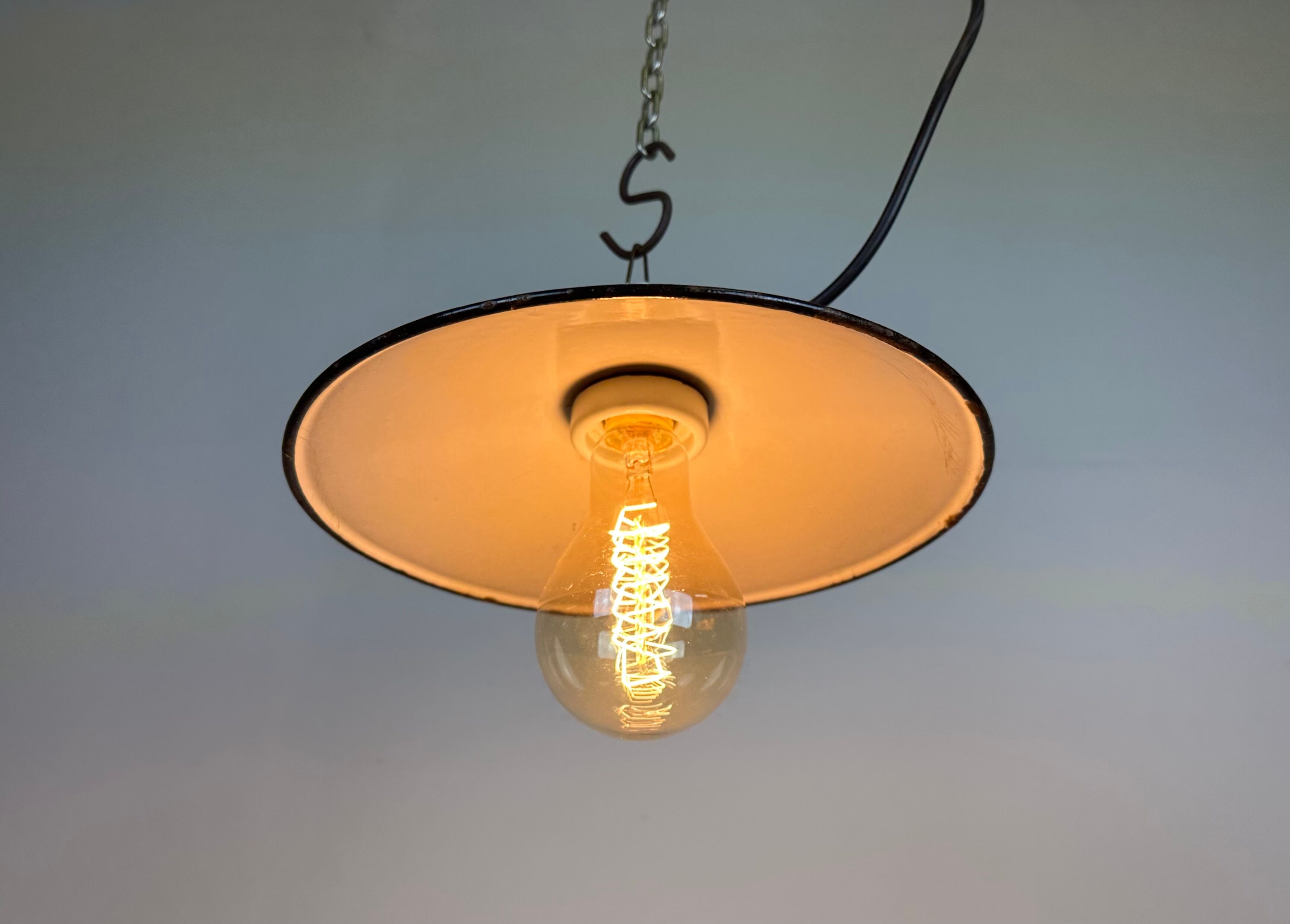 Industrial Red Enamel Pendant Light, 1970s