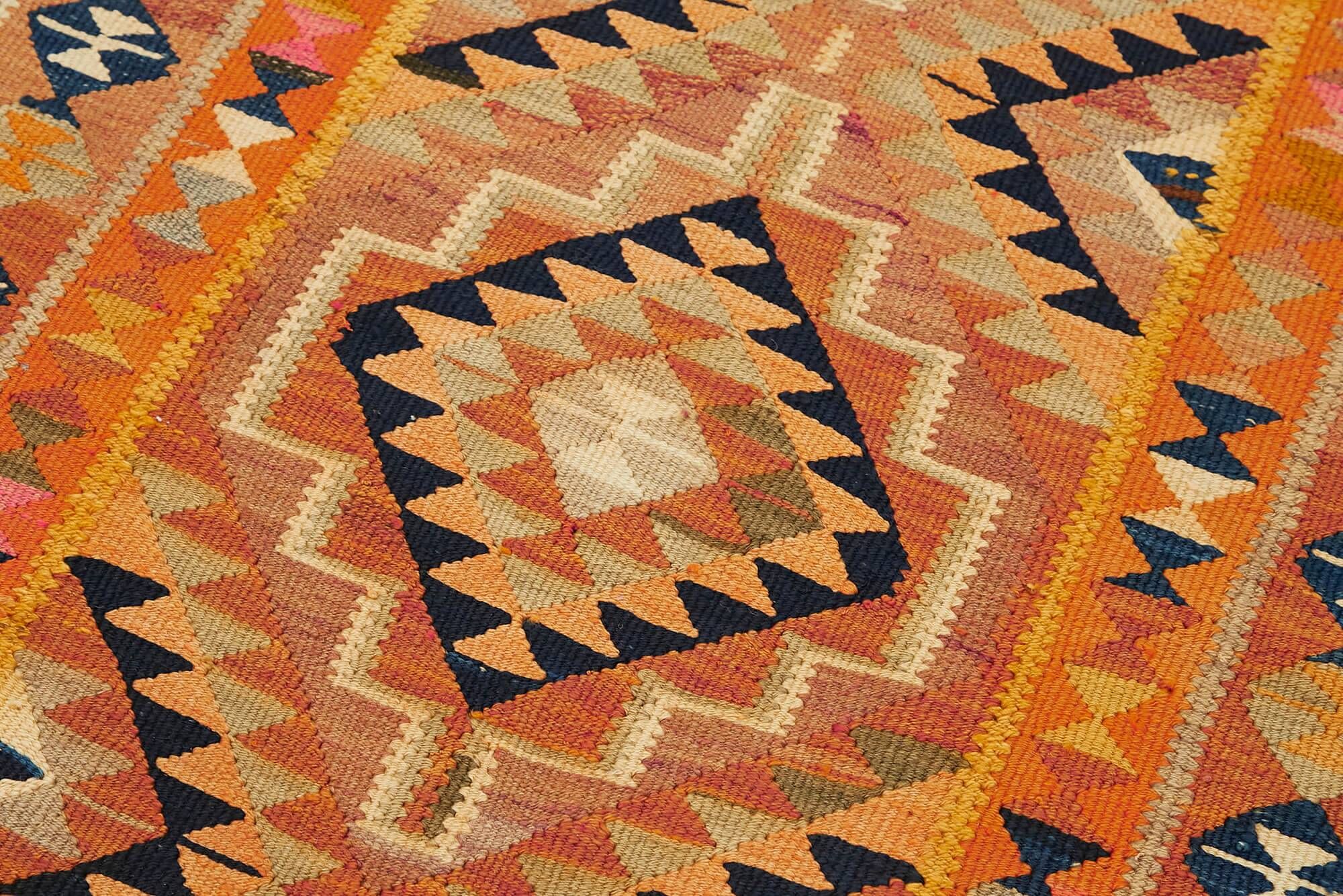 Turkish Handwoven Vintage Herki Kilim 97 cm x 307 cm