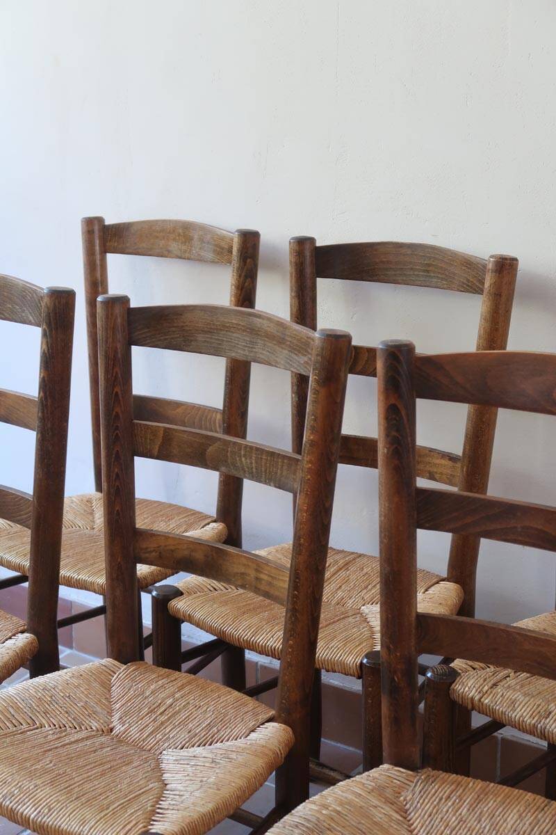 6 straw farm chairs