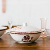 Burgundy floral soup tureen "Cedar"