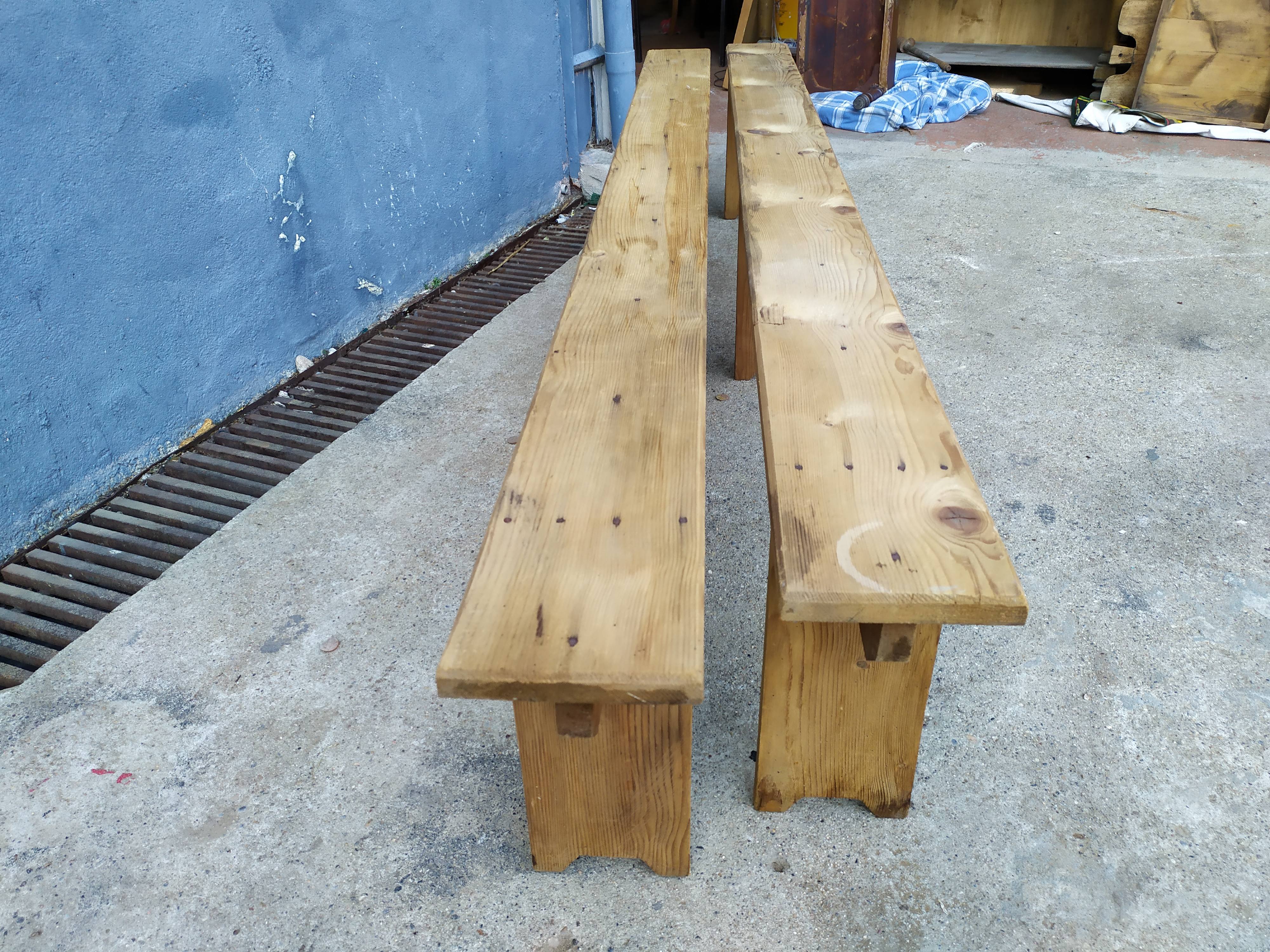 Pair of solid wooden farm benches