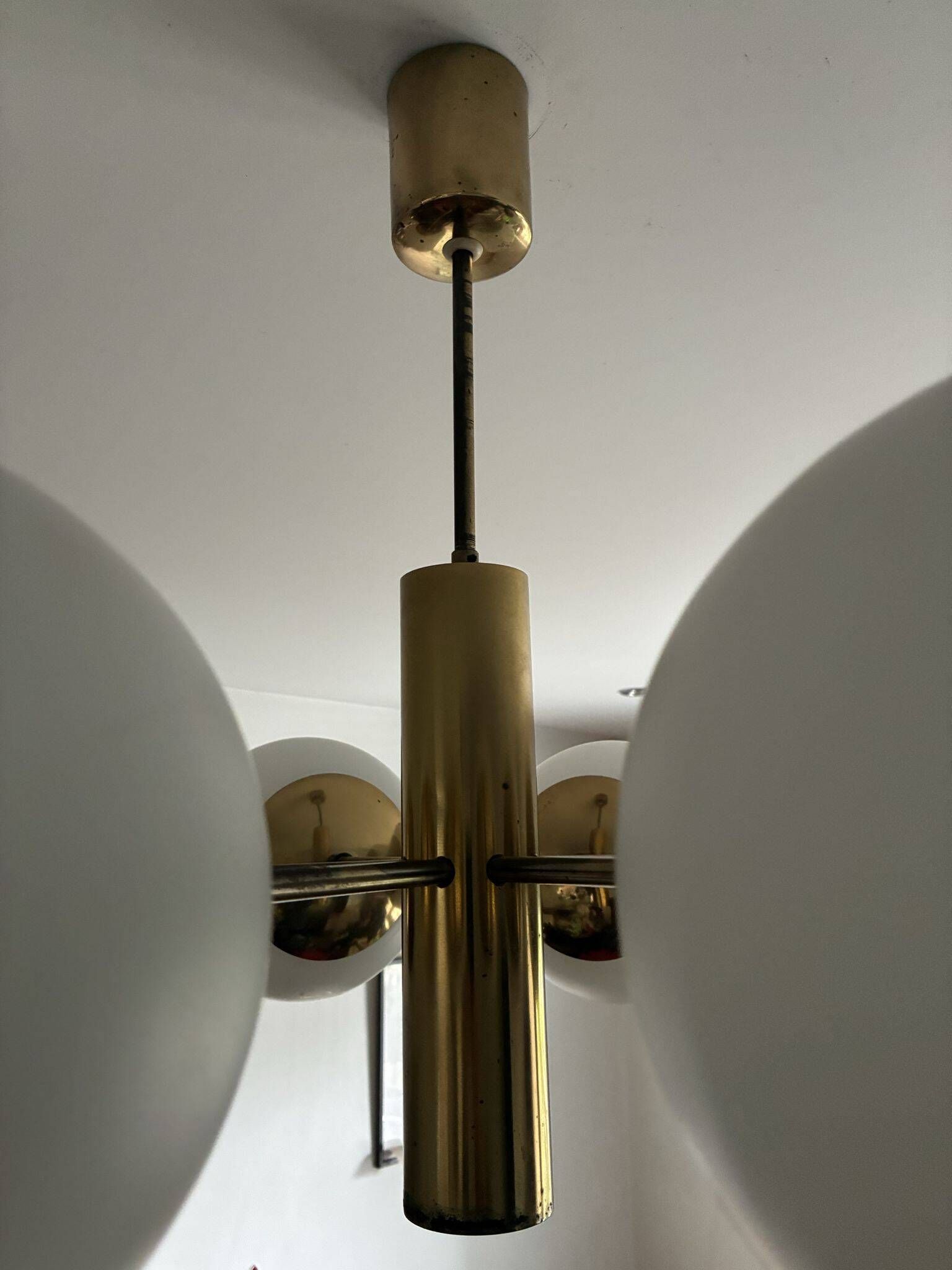 Kaiser Leuchten atomic sputnik pendant lamp, brass, 1960s
