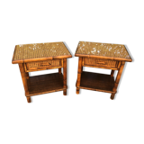 Pair of bedsides wood and canning