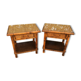 Pair of bedsides wood and canning