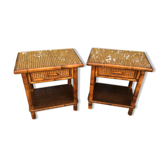 Pair of bedsides wood and canning