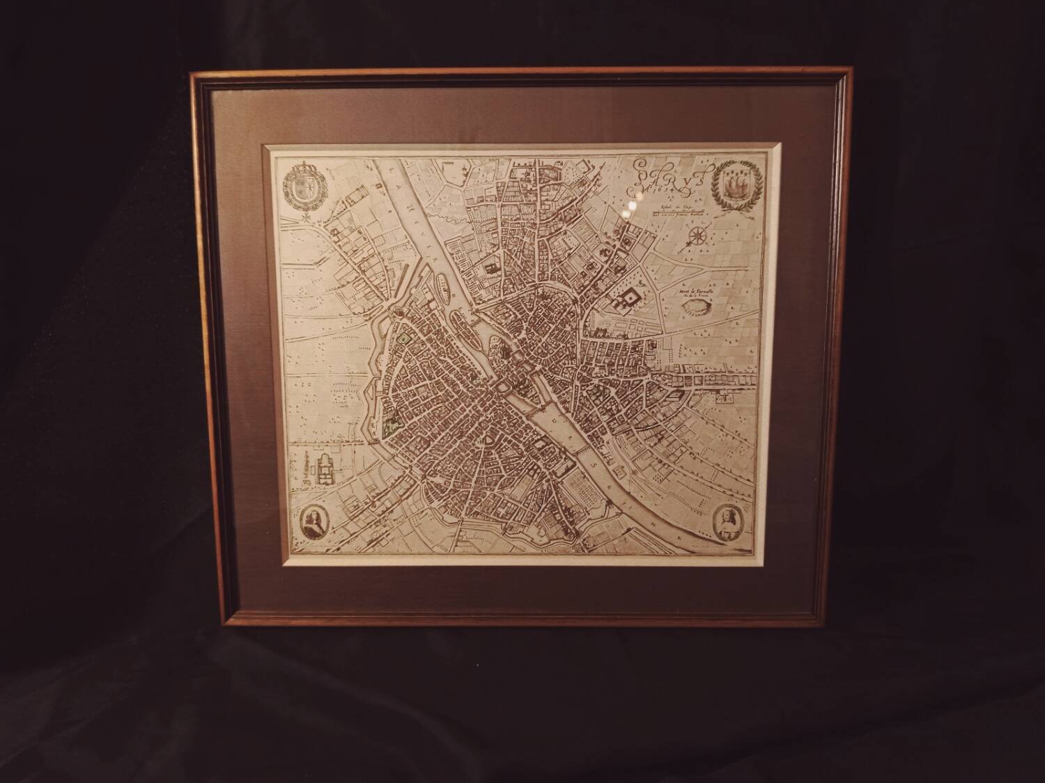 Carte historique – Plan de Paris en 1654 d'après Caspar Merian