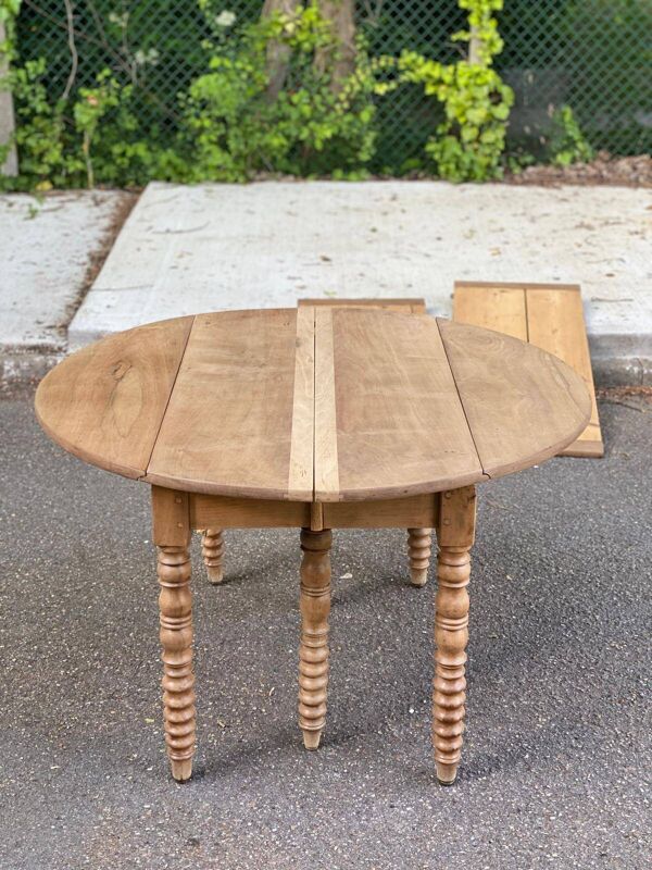 Table à manger ronde extensible Louis Philippe XVIII ème rénovée 200cm
