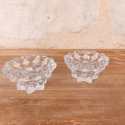 Pair of star pattern glass candle holders