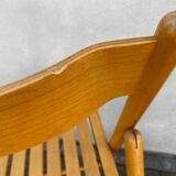 Chaise pliante en bois Mid Century avec siège à lattes